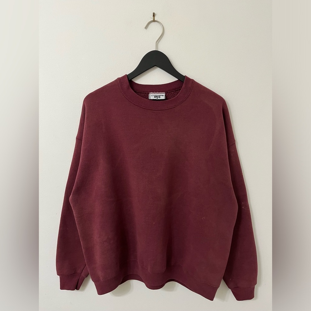 Vintage Faded Lee Heavyweight Burgundy Crewneck Sweater Fits XL